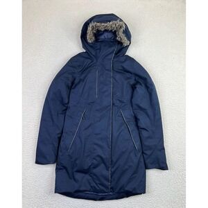 North Face DryVent Parka Coat Womens XS Navy Blue Down Insulated Hooded Winter